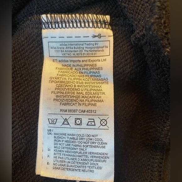 Adidas Unisex Black Crew Neck Logo Sweatshirt with Stripes Down Arms Siz… - Picture 7 of 9